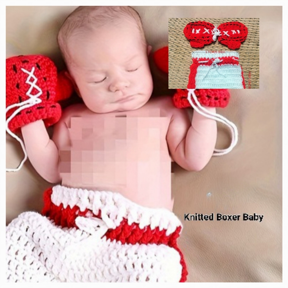 Handmade Knitted Boxer Baby Outfit